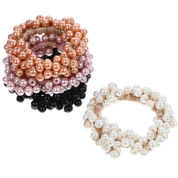 AURARMLET 5pcs Ponytail Holders For Women Elastic Material With Gold Thread