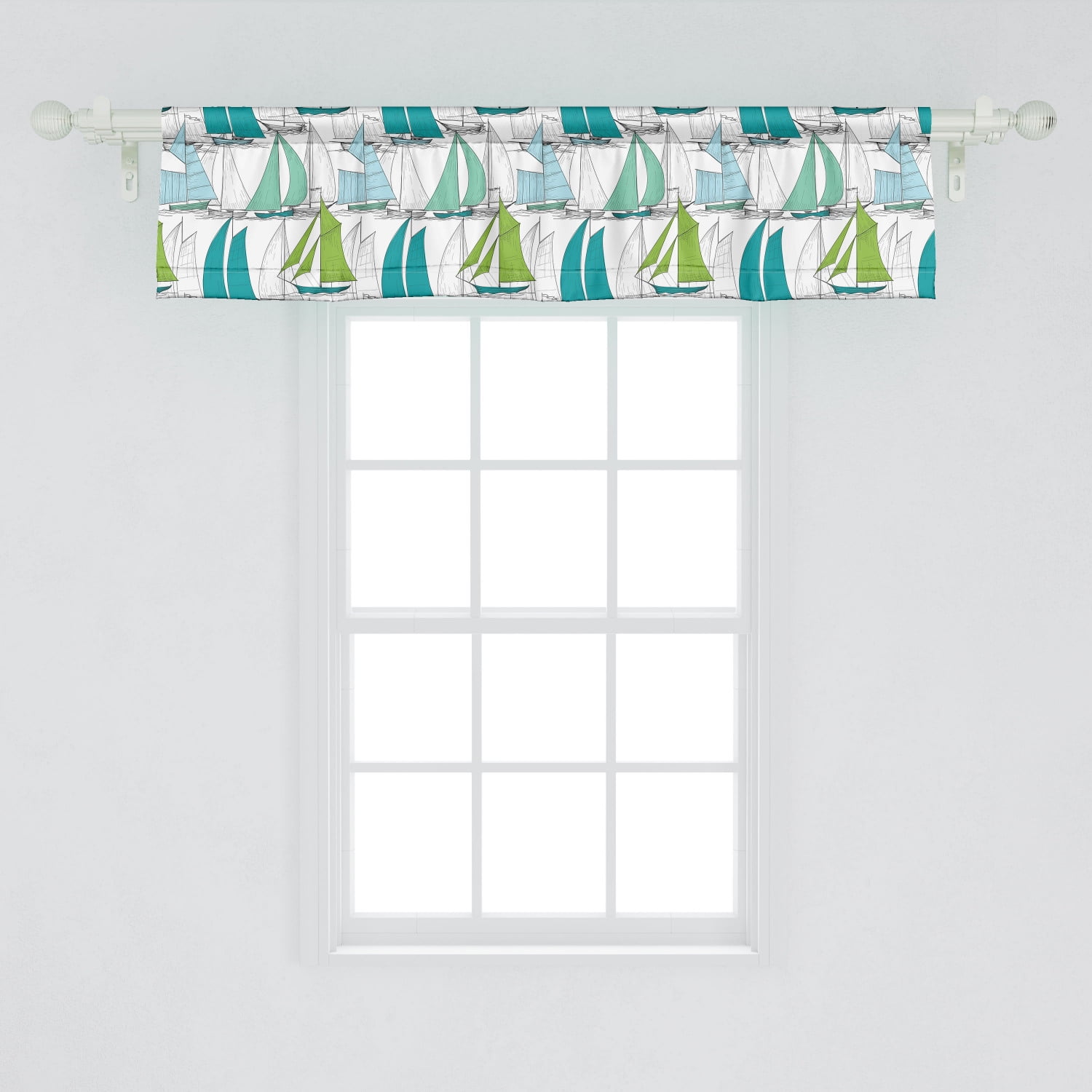 Ambesonne Nautical Window Valance, Sailing Boats on the Ocean Surfing