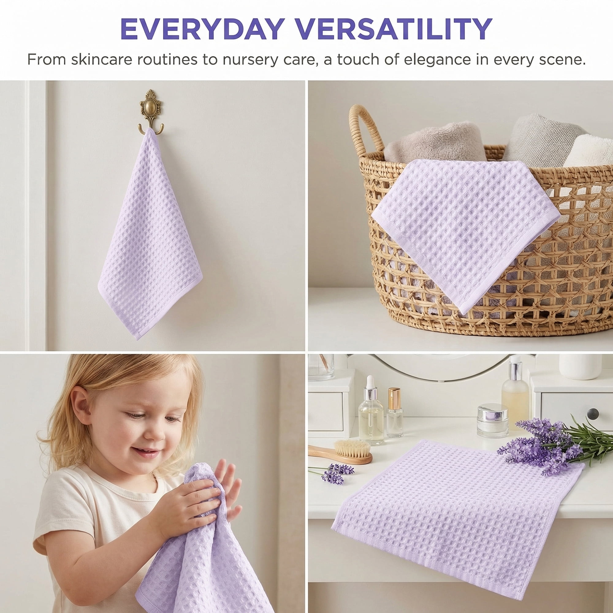 Unique Bargains Cotton Waffle Soft Quick Dry Lint Free Face Cloths 13x13in Light Pink 4pk