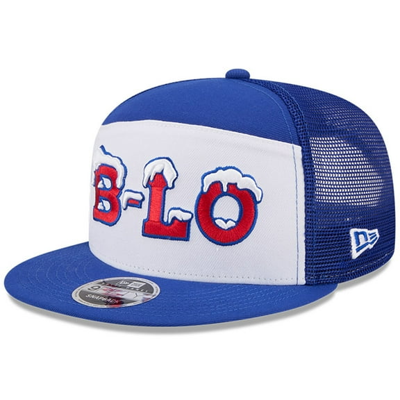 Men's New Era White/Royal Buffalo Bills 2025 Rivalries Collection Team Split Panel 9FIFTY Snapback Hat
