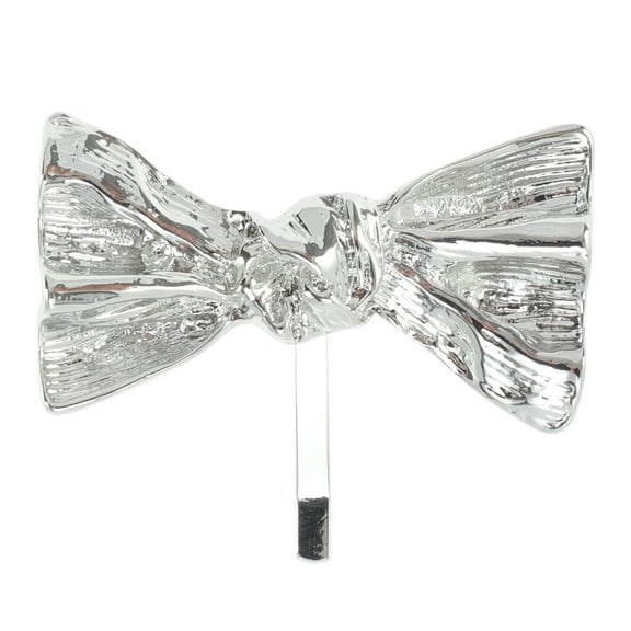 Unique Bargains 1 Pc Ponytail Buckle Hair Clip Bow Hair Ponytail Cuff for Women Silver Tone