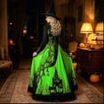 thumbnail image 5 of Witch Dress For Women Long Sleeve V Neck Slim Fit Halloween Dresses Medieval Renaissance Gothic Vampire Costumes, 5 of 5