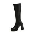 thumbnail image 3 of Juebong Knee High Boots Women Chunky Heel Square Toe Tall Boot for Women High Heel Pull On Long Boots Black,36, 3 of 8