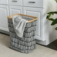 thumbnail image 3 of Household Essentials Bamboo Rimmed Rectangular Krush Hamper with Cutout Handles, Black and White, 3 of 9