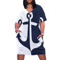 thumbnail image 1 of white and navy blue anchor Loose Pocket Dress birthday dress for women luxury 2025 Women's long dress Long dresses, 1 of 7