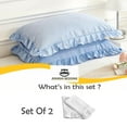 thumbnail image 7 of Grace Linen Ruffle Pillow Shams Queen Size Set of 2, 20X30 - Microfiber Soft & Breathable & smooth - Ruffle Pillowcases 20X30 - White, 7 of 7