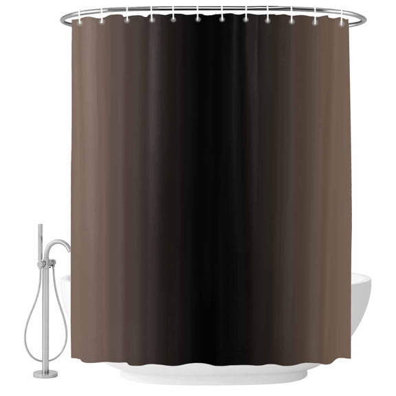 Brown Black Fabric Shower Curtain Gradient Color Washable Shower Curtains for Bathroom, Waterproof Bath Curtain with Hooks Home Decor 36x72in