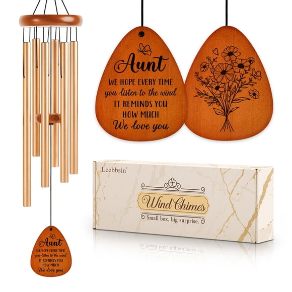 Carillón de viento Leebbsin Aunt Gift, 91 cm, aluminio, madera