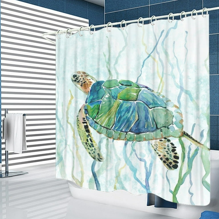 Blue Ocean Shower Curtain for Bathroom Coastal Beach Decoration