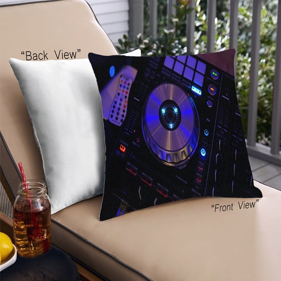 Ahgly Company Music DJ Outdoor Throw Pillow, 18 inch by 18 inch