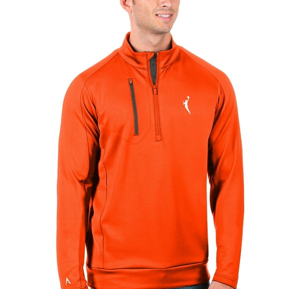 Men's Antigua  Orange WNBA Logowoman Generation Quarter-Zip Pullover Top