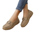 thumbnail image 2 of Domzle Women's Comfortable Faux Leather Penny Loafers Slip On Business Casual Dress Shoes Lightweight Office Work Flats Everyday Walking Shoes for Women Khaki, 2 of 7