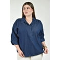 thumbnail image 4 of Blusa denim manga 3/4 Roman Fashion /Tallas Extras,2741 (Mezclilla dark) azul oscuro 36, 4 of 6