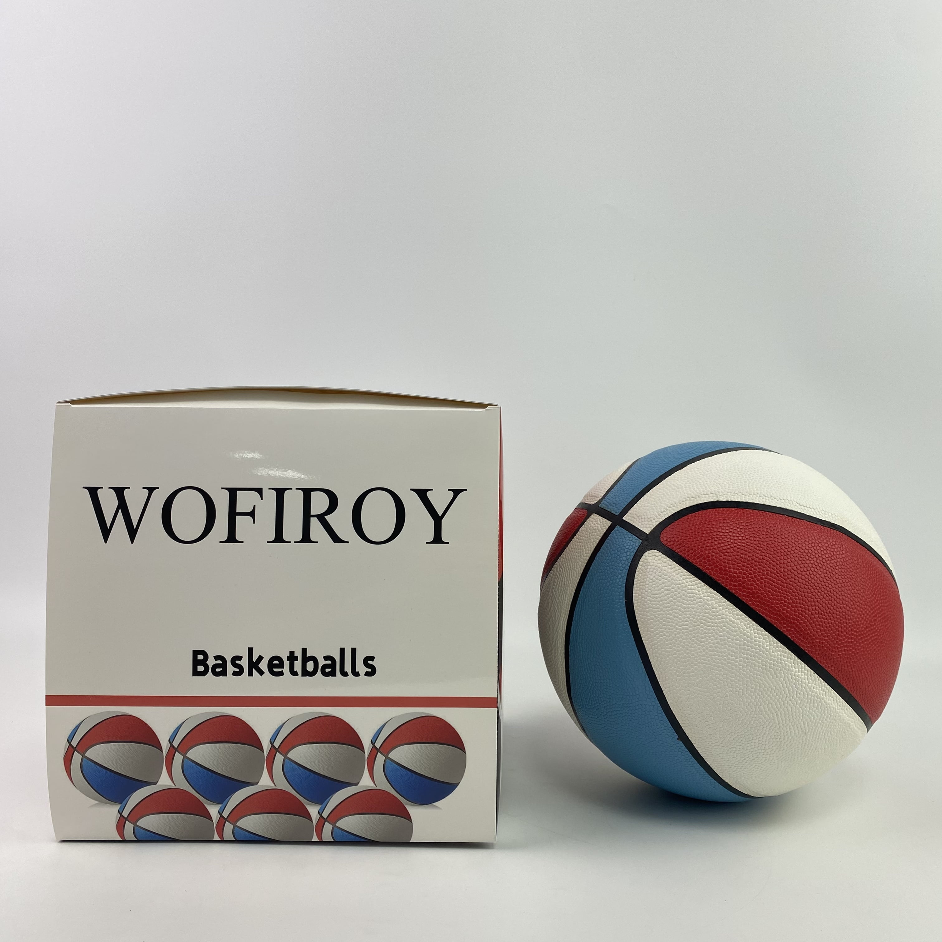 WOFIROY Basketballs,Basketballs Bulk Official Size 7 Rubber Basketballs 29.5 Rubber Inflatable Basketballs Basketballs Bulk Standard Basketball for Training Play(Blue, White)