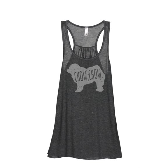 Thread Tank Chow Chow Dog Silhouette Women's Sleeveless Flowy Racerback Tank Top Charcoal Small