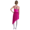 thumbnail image 2 of Aislor Kids Girls Lyrical Dance Dress Contrast Color Mesh Wrap Asymmetrical Hem Skirts Dancewear Hot Pink 8, 2 of 7