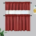thumbnail image 6 of GymChoice Tier Burgundy Waffle Weave Textured 100% Blackout Bathroom Window Curtain, 30" x 63" (2 Panels), 6 of 7