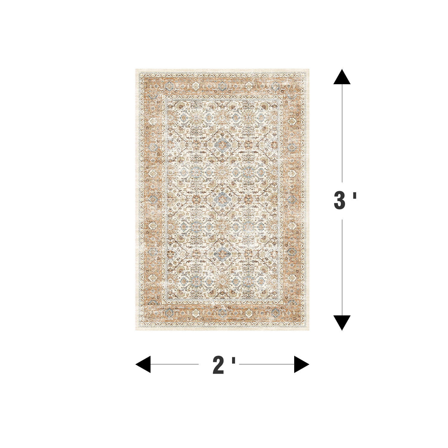 SIXHOME 2'x3' Small Entry Rug Door Mat Washable Area Rugs Vintage Floral Door Rug Traditional Aesthetic Carpet Soft Rugs for Bedroom Kitchen Bathroom Entryway Laundry Room Retro Home Decor Orange