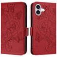 thumbnail image 2 of Wallet Case for iPhone 16, Wrist Strap & Shoulder Strap PU Leather Case, Pattern Kickstand Magnetic Clasp Folio Flip Cover for iPhone 16 Flip Case with Card Holder - Red, 2 of 9