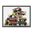 thumbnail image 2 of Kate and Laurel Sylvie Vintage Stacked Matchbox Work Vehicles Pile Framed Canvas Wall Art by Saint and Sailor Studios, 18x24 Gray, Modern Colorful Car Toys Art for Wall, 2 of 6