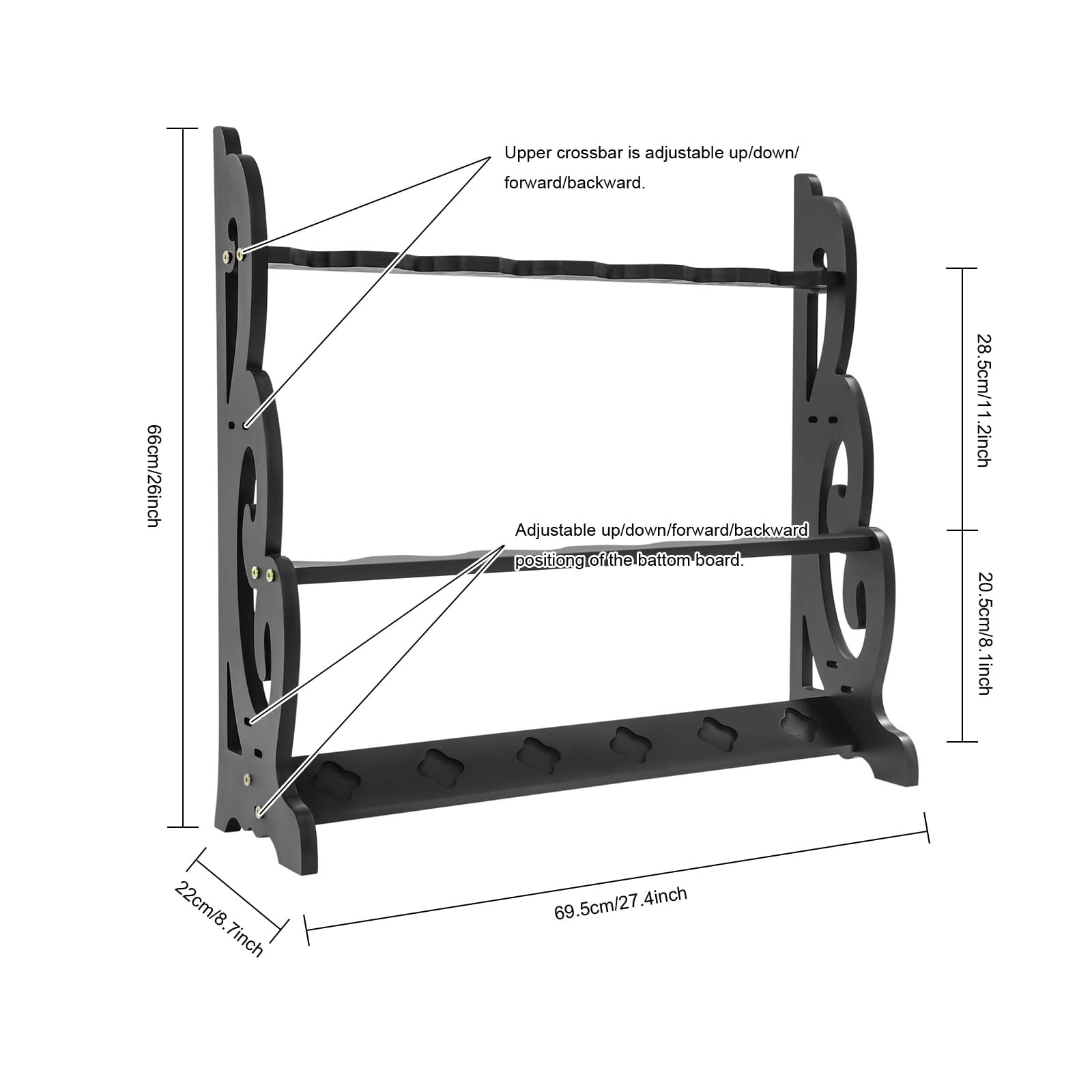 Black Katana Sword Stand,6 Holes Sword Display Floor Stand,Sturdy Sword Rack Floor Stand, Martial Arts Anime Shelves Sword Hangers
