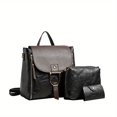 thumbnail image 4 of 3pcs Vintage Flap Backpack Purse Set, Bolso De Viaje De Cuero PU Para Mujer Con Bolsa Cruzada Y Soporte Para Tarjeta, 4 of 4
