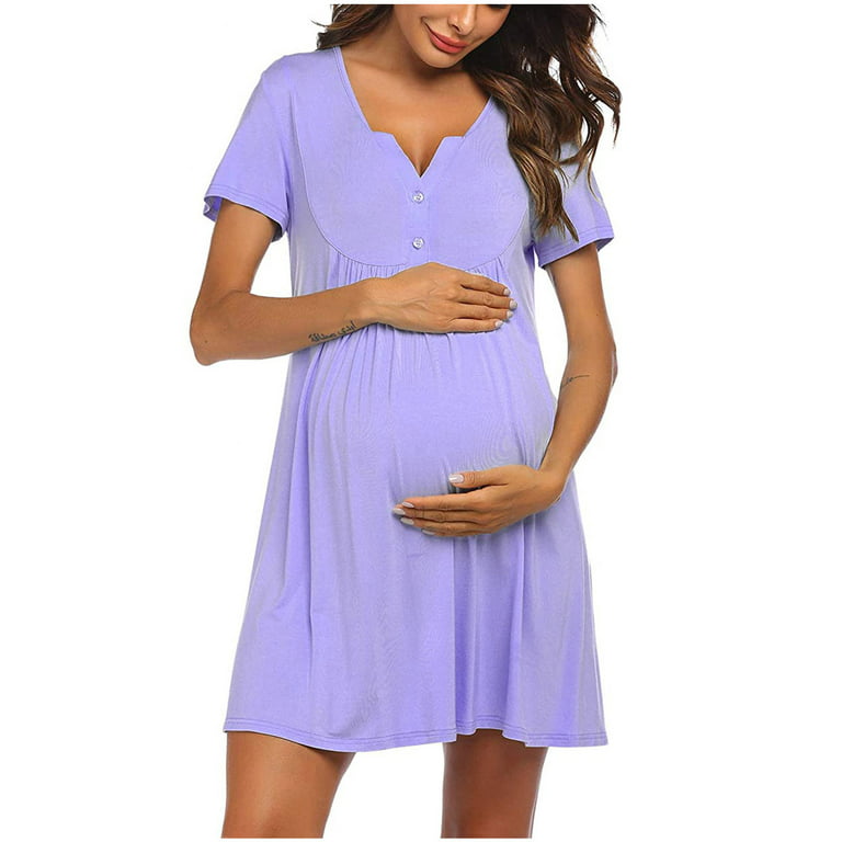 Lolmot Women's Summer Short Sleeve Maternity Dress Casual Button Up T Shirt  Nursing Dresses for Breastfeeding on Clearance