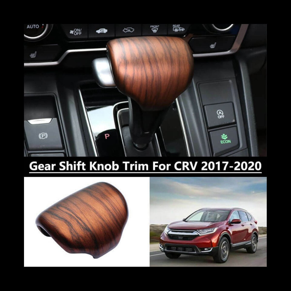 5X ABS Peach Wood Grain Gear Lever Shift Knob Cover Trim for -V 2017-2020