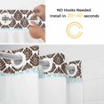 thumbnail image 5 of Boho Geometric No Hook Shower Curtain Waterproof, Bathroom Curtains with Snap in Liners and See Through Top Window, Turquoise Green Brown Tribal Stripes Hotel Style Bathtub Curtains Shower 72"Wx78"L, 5 of 8