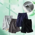 thumbnail image 5 of Einccm Kids Athletic Shorts, Solid Black Elastic High Waist Loose Fit Bermuda Shorts for Boys and Girls Summer Casual Sports Wear with Pockets for Ages 3-14, 5 of 6