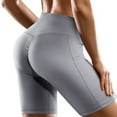 thumbnail image 7 of OKBOP Gray Womens Shorts with Pockets Active Fit Biker Shorts Slim-Leg Activewear Pocket Workout Bottoms, 7 of 7