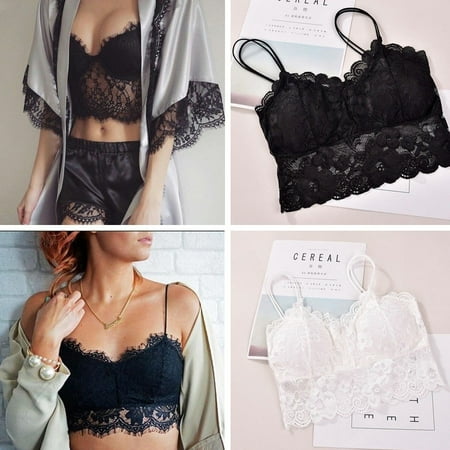 - WomenSleeveless Lace Vest Crochet Tank Tops Strapless Bralette Bra Cami Crop Top