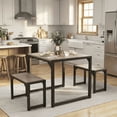 thumbnail image 7 of Aiho 25.6" Dining Table Set for 2, Kitchen Table with 2 Stools, Wood Dining Room Dinette Sets with Metal Frame for Breakfast Nook and Small Space - Gray, 7 of 7