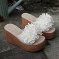 thumbnail image 5 of Pandaie Women's 3D Flower Platform Sandals Bohemia Dressy Wedge Slides Casual Summer Beach Slippers Open Toe Walking Outdoor Shoes White Size 9.5, 5 of 7