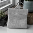 thumbnail image 2 of Cowhide Leather Coin Purse Change Holder Squeeze Spring Closure w Key Ring, 3.0" by 3.25", 2 of 4
