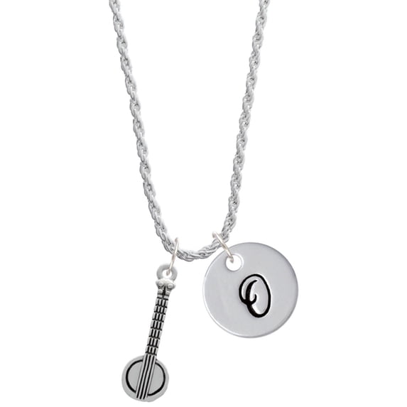 Delight Jewelry Silvertone Banjo Silvertone Script Initial Disc - O - Charm Necklace, 20"+3"