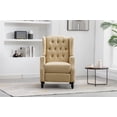 thumbnail image 2 of Arm Pushing Recliner Chair, Modern Button Tufted Wingback Manual Push Back Recliner Chair with Wood Leg & Side Pocket, Upholstered Living Room Chair Single Reclining Sofa Home Theater Seating, Camel, 2 of 7