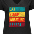 thumbnail image 4 of Inktastic Eat Sleep Wrestling Repeat Gift Women's Plus Size V-Neck T-Shirt, 4 of 5