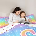 thumbnail image 5 of Homewish Cartoon Bowknot Monogrammed Queen Comforter Set, Initial S Letter Bedding Sets, Glitter Stars Rainbow Reversible Bedding Comforter Set, Microfiber Bedroom Decor, 3-Piece, 5 of 8
