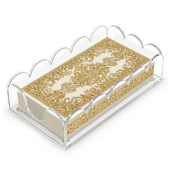Luolandi Stylish Clear Acrylic Napkin Holder: Elegant Scalloped Design for Any Space