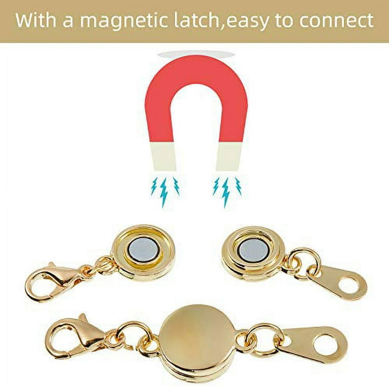 12 Pieces Locking Magnetic Jewelry Clasp Round Necklace Clasp Closures  Bracelet Extender for Jewelry Making (Gold, Silver)