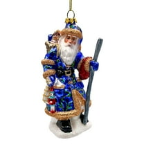 Victorian Vagabound Santa Claus Glass Christmas Ornament, Purple Tree Decor