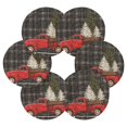 thumbnail image 2 of 6 Pcs Drink Coasters with Holder 3.94in Woven Coasters for Drinks Red Truck with Christmas Tree Coaster Set for Protection Table, 2 of 7