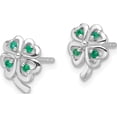 thumbnail image 2 of Sterling Silver Rh-Plated Emerald Four Leaf Clover Post Earrings (Width 7.8) (Length 10.1) - Jbsp, 2 of 5