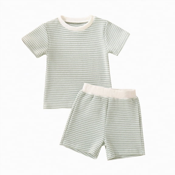 NIEWTR Toddler Girl Clothes 2Pcs Sets Short T-Shirt Tops Shorts Outfit Set Summer Outfits Set Cute Infant Outfits 12 18 24 M 1t 2t 3t 4t(Green,6-12 Months)