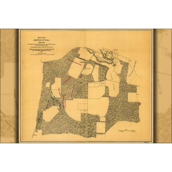 24"x36" Gallery Poster, Map of the battle of Iuka, Mississippi 1862