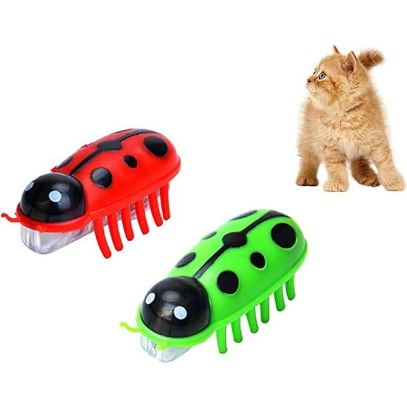 2Pcs Mini Electric Robot Beetle, Interactive Cat Toy Excites