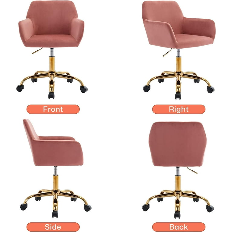 KCC Velvet Office Desk Chair, Upholstered Rolling Armchair