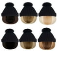 thumbnail image 6 of YEKEYI Warm Knitted Beanie Hat with Hair Straight Hair Extension Synthetic Hairpiece Beanie Wig Hair Extensions, 6 of 7
