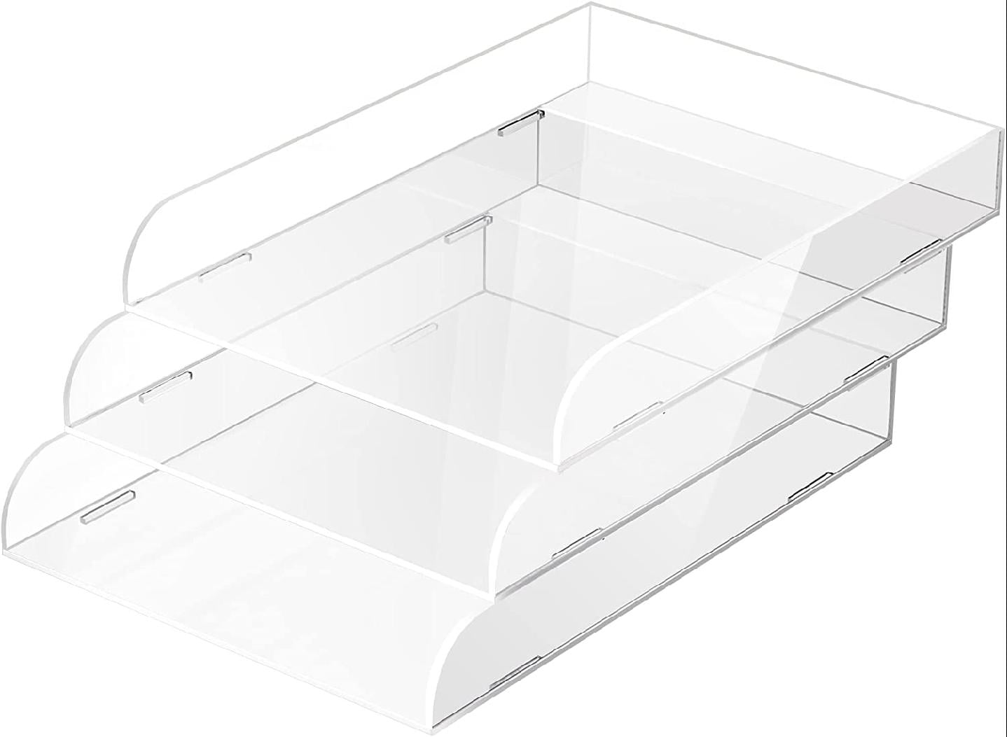 Acrylic Stackable Paper Tray Organizer for Desk, Elegant Paper